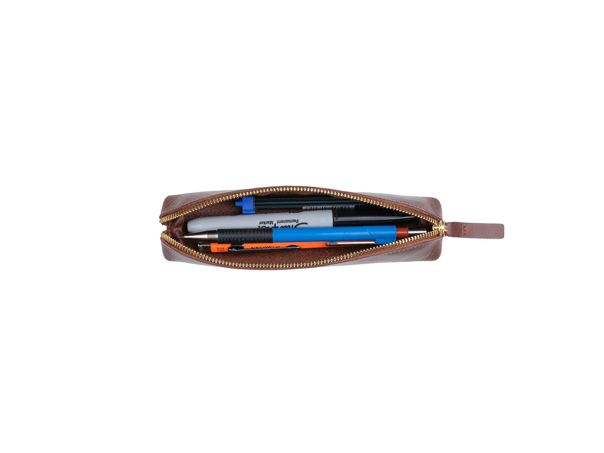 MARA Kleines Lederetui für Füller Kastanie